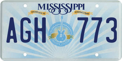 MS license plate AGH773
