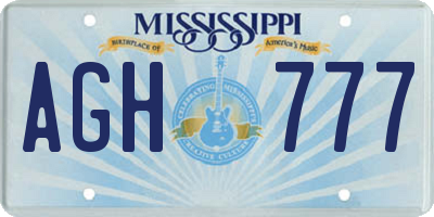 MS license plate AGH777