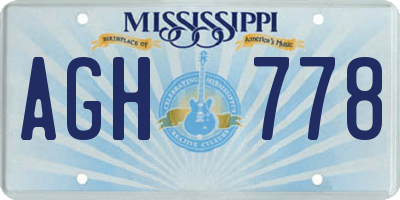 MS license plate AGH778