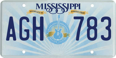 MS license plate AGH783