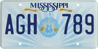 MS license plate AGH789