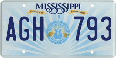 MS license plate AGH793