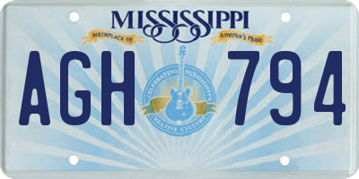MS license plate AGH794