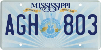 MS license plate AGH803