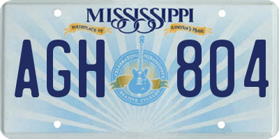 MS license plate AGH804