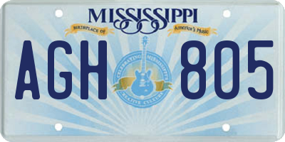 MS license plate AGH805