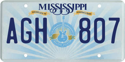 MS license plate AGH807