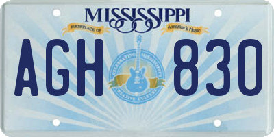 MS license plate AGH830