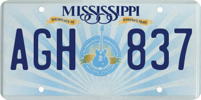 MS license plate AGH837