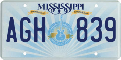 MS license plate AGH839