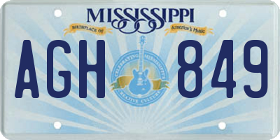 MS license plate AGH849