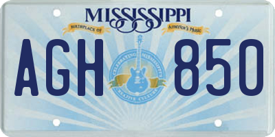 MS license plate AGH850