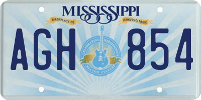 MS license plate AGH854