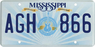 MS license plate AGH866