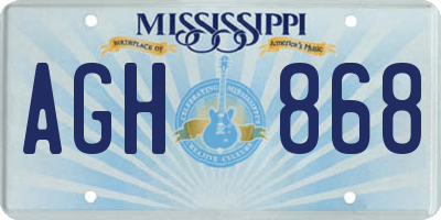 MS license plate AGH868
