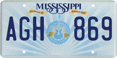 MS license plate AGH869