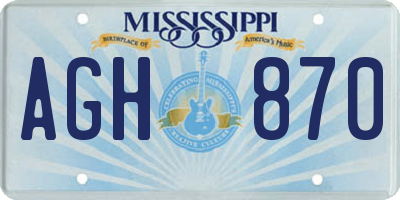 MS license plate AGH870