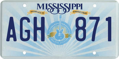 MS license plate AGH871