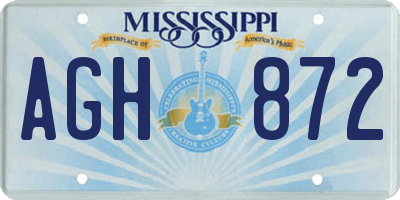 MS license plate AGH872