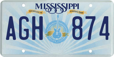MS license plate AGH874
