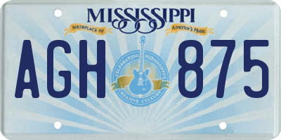 MS license plate AGH875