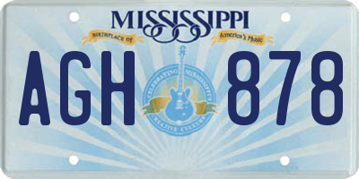 MS license plate AGH878