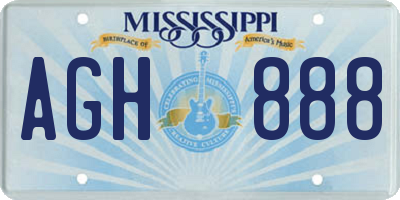 MS license plate AGH888
