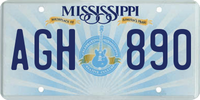 MS license plate AGH890