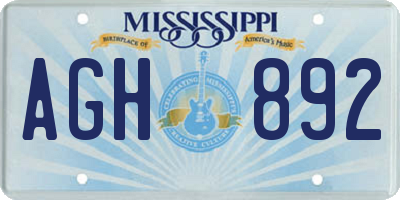 MS license plate AGH892