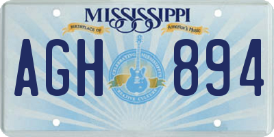 MS license plate AGH894