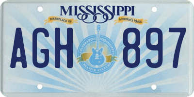 MS license plate AGH897