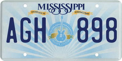MS license plate AGH898