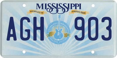 MS license plate AGH903