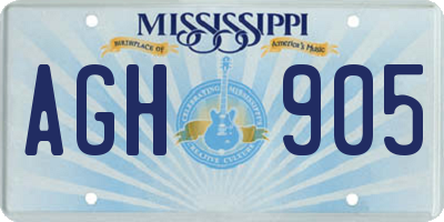 MS license plate AGH905