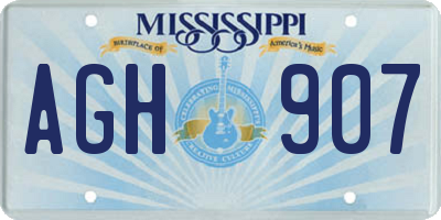 MS license plate AGH907