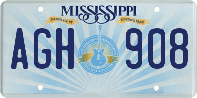 MS license plate AGH908