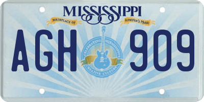 MS license plate AGH909