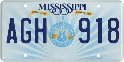MS license plate AGH918