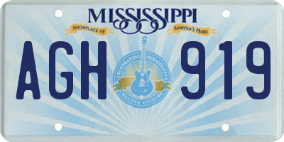 MS license plate AGH919