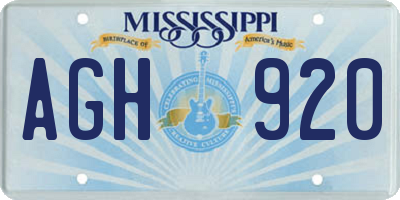 MS license plate AGH920