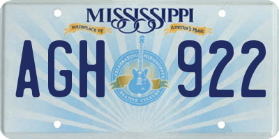 MS license plate AGH922
