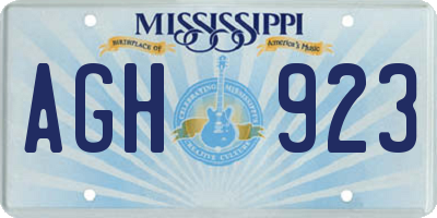 MS license plate AGH923