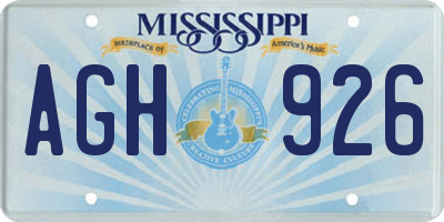 MS license plate AGH926