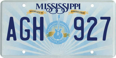 MS license plate AGH927