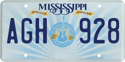 MS license plate AGH928