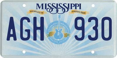 MS license plate AGH930