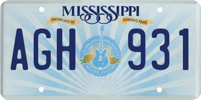 MS license plate AGH931