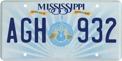 MS license plate AGH932