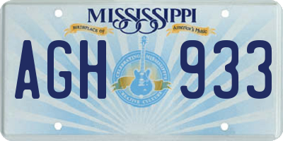 MS license plate AGH933