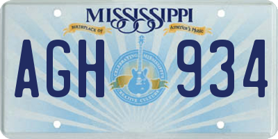 MS license plate AGH934